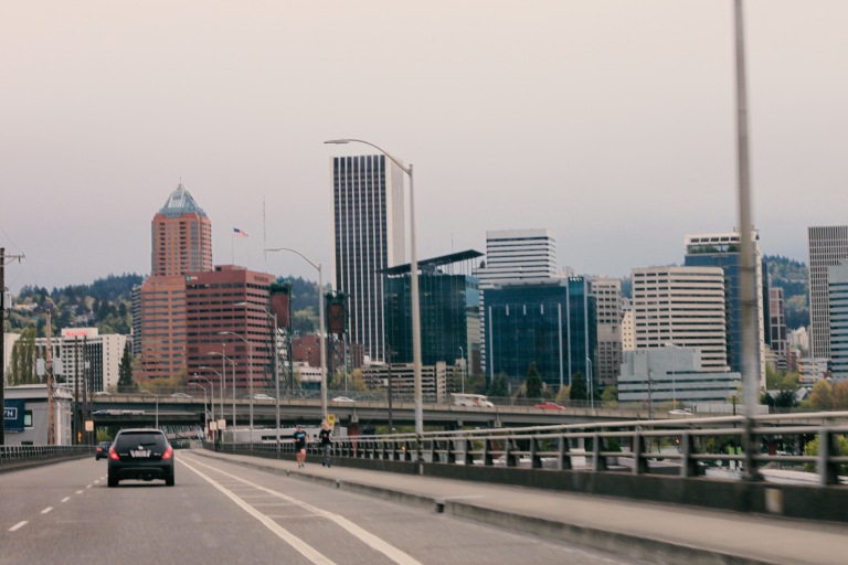 Portland skyline (shot from the car) 